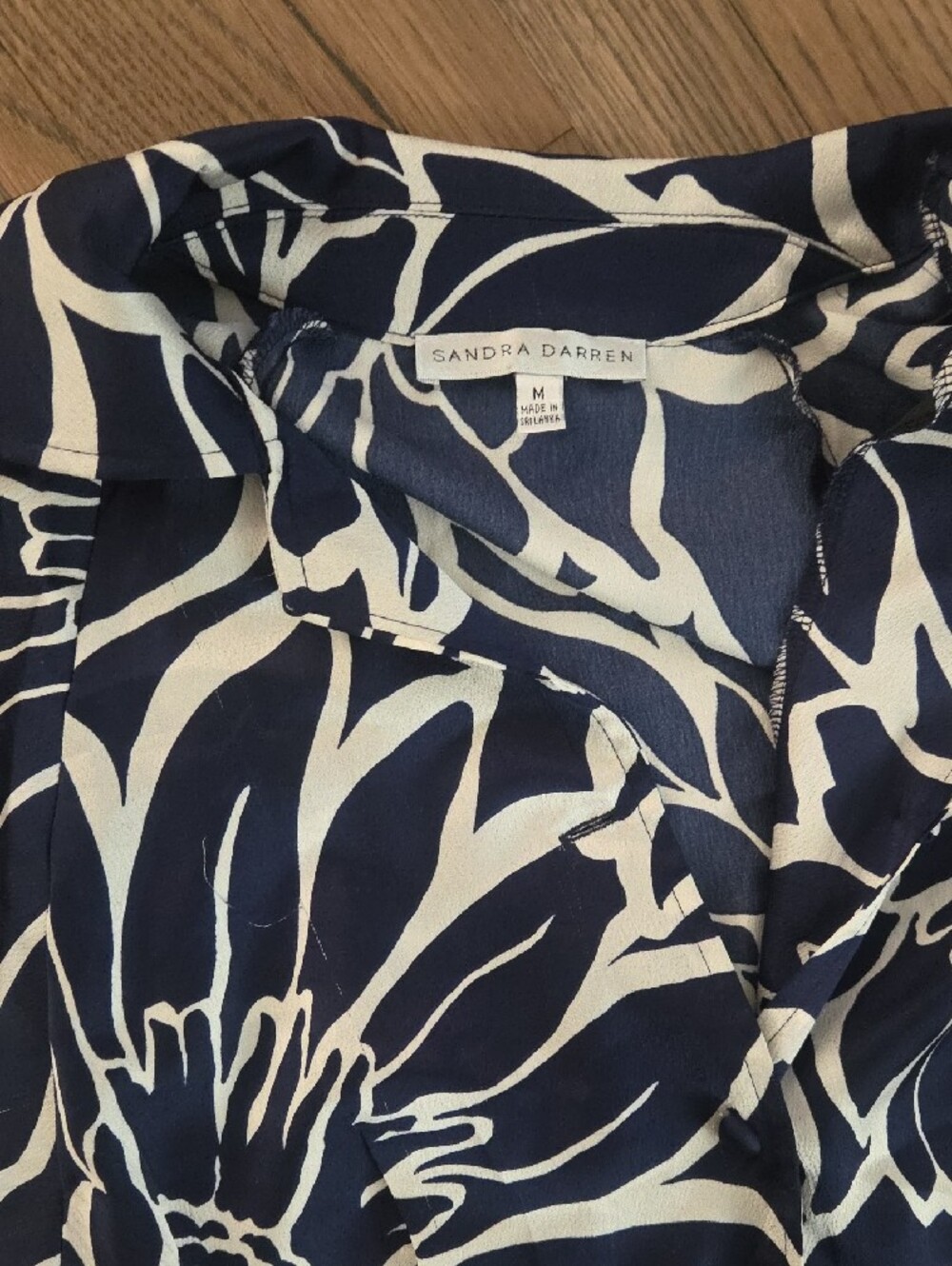 Sandra Darren Navy & Cream Floral Midi Wrap Dress - Picture 2 of 5